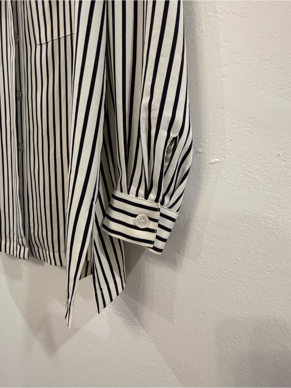Chaus Cream and Black Striped Button-Up Blouse - Picture 6 of 15